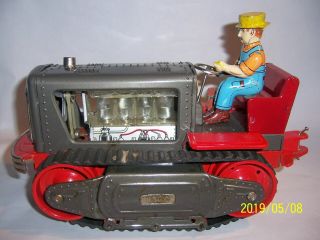 VTG Nomura Japan Showa Lited Piston Action Tin Tractor Toy 1950’s w/Box 2
