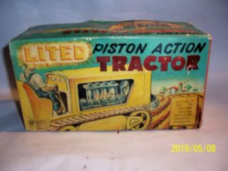VTG Nomura Japan Showa Lited Piston Action Tin Tractor Toy 1950’s w/Box 5