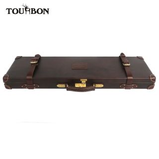 Tourbon Shotgun Hard Case Leather Box Gun Holder W/ Lock Gun Storage Vintage
