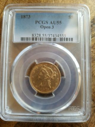 1873 5$ Gold Half Eagle Pcgs Graded Rare Coin