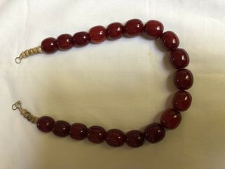 Vintage Antique Cherry Amber Faturan Bakelite Bead Necklace 92 Grams 12