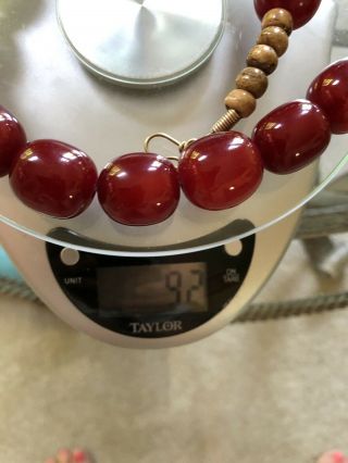 Vintage Antique Cherry Amber Faturan Bakelite Bead Necklace 92 Grams 9