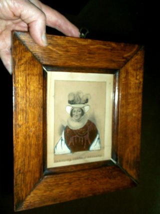 Rare Antique 19th C Framed Engraving & Silk Collage By R.  Page Of Queen Caroline