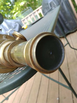 Antique Brass & Copper Handheld Telescope w Finder Broadhurst and Clarkson 3.  5 