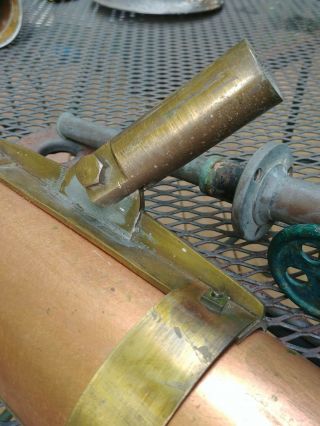 Antique Brass & Copper Handheld Telescope w Finder Broadhurst and Clarkson 3.  5 