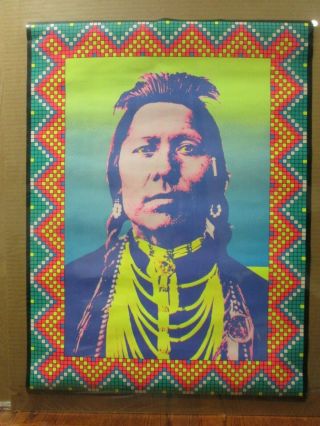 The American Indian Black Light Poster 1970 Vintage In G4602