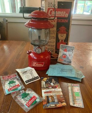Vintage Red 1952 Coleman 200a195 Lantern W/ Box Papers Generator