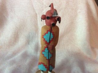 Vintage Authentic Hopi Kachina Doll Koyemsi,  Mudhead Signed By Karen Komalestewa 3
