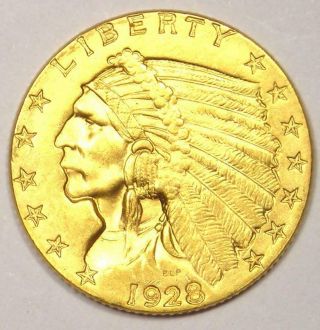 1928 Indian Gold Quarter Eagle $2.  50 Coin - - Rare Coin