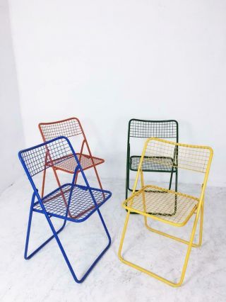 Set Of Four Folding Chairs Ted Net By Niels Gammelgaard,  1970s,  Sweden