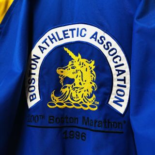 1996 Vintage 100th Anniversary Boston Marathon Jacket Adidas Embroidered Small 7