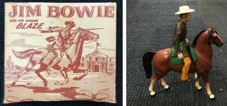 1957 Hartland Jim Bowie Vintage Figure W/ His Horse Blaze & Box 817