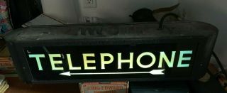 Vintage Lighted Telephone Sign Art Deco Circa 1940 