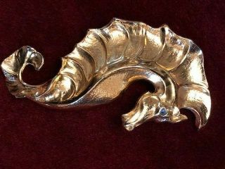 Vintage Christopher Ross Sea Horse Belt Buckle 24k Gold Plated Sculptural Buckle