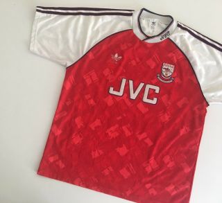 Arsenal 1990/92 Home Football Shirt L Adidas Vintage Soccer Jersey The Gunners