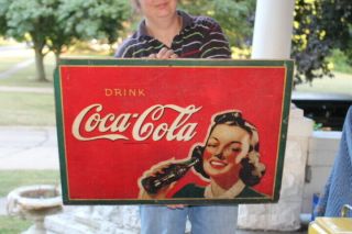 Rare Vintage 1945 Coca Cola Soda Pop Gas Station 28 " Sign