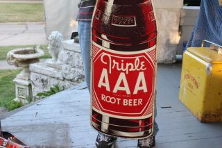 Large Vintage 1940 ' s Triple AAA Root Beer Soda Pop Gas Station 45 