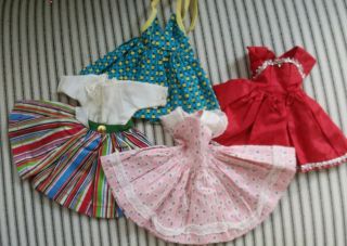 Vtg 4 Tagged Little Miss Revlon Doll Dresses From Ideal 10.  5 Sz Doll