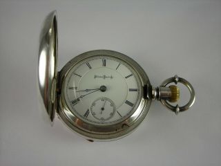 Antique 18s Illinois Transitional Keywind 15 Jewel Pocket Watch.  Coin Silver