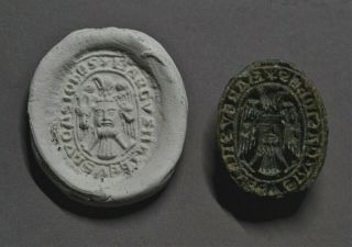 Unique Medieval Bronze Seal Matrix: The Evangelists,  Circa 14th Century.  Rare.