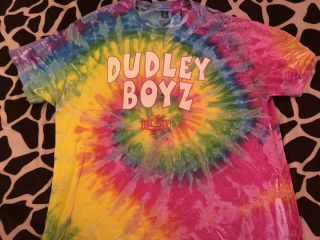 Wwe Wwf Ecw Dudley Boyz Htf Rare Wrestling T Shirt Size Xl Vtg Tie Dye