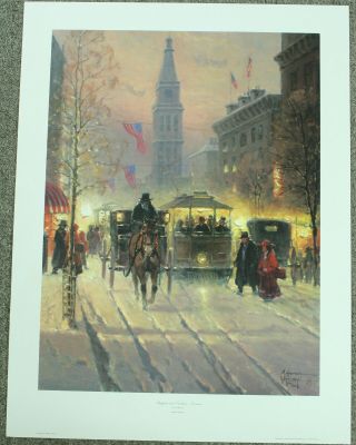 " Shoppers And Trolleys - Denver " Vintage G.  Harvey Signed 1996 Le Art Print