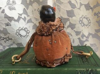 Antique German Porcelain China Pin Cushion Keep Half Doll Flapper Lady In Velvet 6