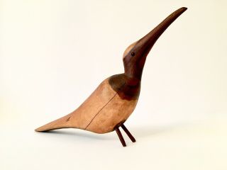 Antique Vintage Hand Carved Wood Bird Sculpture Primitive Mid Century Folk Art 5