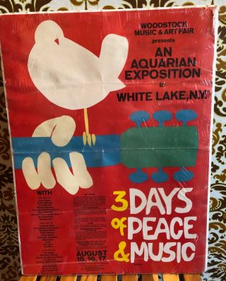 Vintage Woodstock 1969 Poster Unrestored (turns 50 This Week) Skolnick