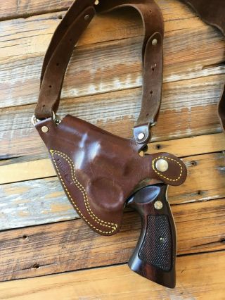 Vintage Jay Pee Brown Leather Adjustable Shoulder Holster For S&W K Frame 8