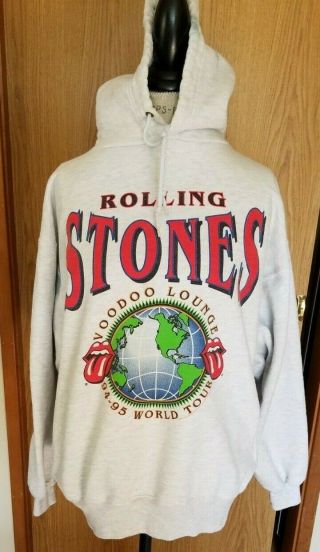 Vtg Rolling Stones Voodoo Lounge World Tour 94 - 95 Sweatshirt Hoody Adult Xl