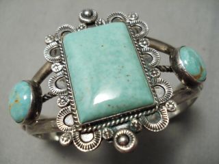 One Of Best Vintage Navajo Squared Royston Turquoise Sterling Silver Bracelet