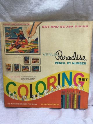 Vintage Venus Paradise Pencil By Number Coloring Set - Sky And Scuba Diving Rare