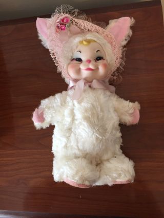 Rare Vintage Rushton Easter Bunny,  Rubber Face 13” To Top Of Ears
