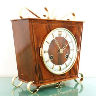 Juba Schatz Vintage Mantel Clock High Gloss Mid Century Serviced Chime Germany