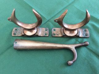 Vintage Antique Brass Nautical Marine Oar Locks And Boat Puller / Pusher