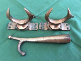 Vintage Antique Brass Nautical Marine Oar Locks and Boat Puller / Pusher 2