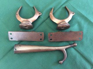 Vintage Antique Brass Nautical Marine Oar Locks and Boat Puller / Pusher 3