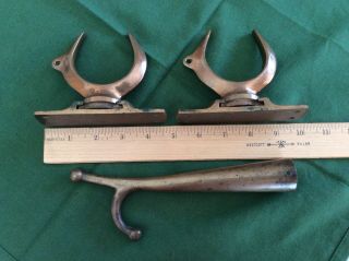 Vintage Antique Brass Nautical Marine Oar Locks and Boat Puller / Pusher 5