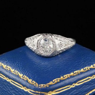 Edwardian Vintage Art Deco 1.  87 Ct Diamond Engagement Ring 14k White Gold Over