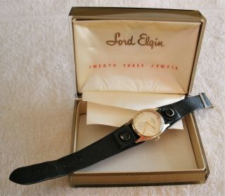 Mens Vintage 14k Solid Gold Lord Elgin Wristwatch 