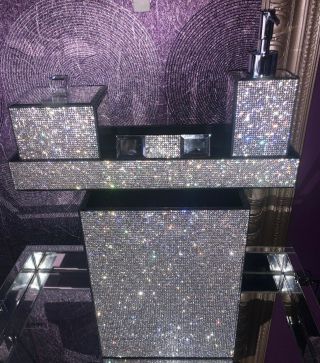 Bella Lux Rare 5pc Full Rhinestone Rhinestones Crystal Diamond Bathroom Set