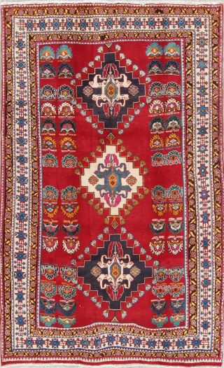 Vintage Geometric RED Kashkoli Tribal Area Rug Oriental Hand - Knotted 5x8 Carpet 2