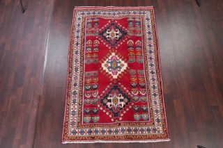Vintage Geometric RED Kashkoli Tribal Area Rug Oriental Hand - Knotted 5x8 Carpet 3