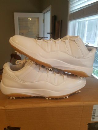 Jordan 11 White Metallic Gold Golf Shoe Rare Size 16