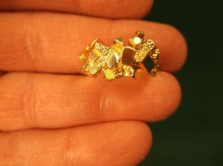 Old Vtg Mens 14k Yellow Gold " Nugget " Style Ring (" Staggered Chunks) "