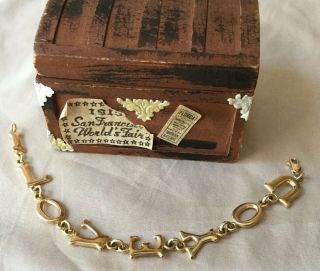 Vintage 10k Solid Yellow Gold “ I Love You “ Link Bracelet 7 1/2 Inch Long 4.  8g