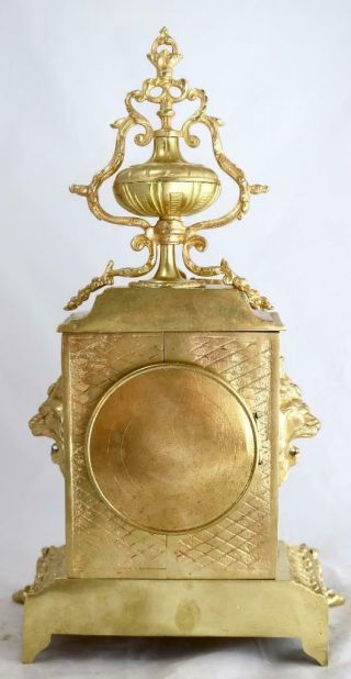 Antique Mantle Clock Lovely french embossed Bronze Bell Striking C1880 10