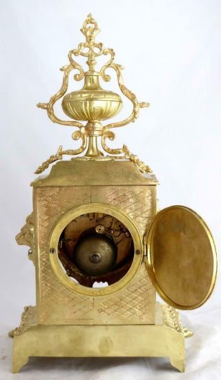 Antique Mantle Clock Lovely french embossed Bronze Bell Striking C1880 11