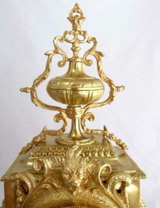 Antique Mantle Clock Lovely french embossed Bronze Bell Striking C1880 6